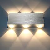 Lightess 6W Wandlampe LED Wandleuchte Innen Modern Up Down Licht aus Aluminium Belechtung für Wohnzimmer Schlafzimmer Treppenhaus Flur, Warmweiß