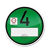 Finest Folia Haftfolie Euro 4 Plakette für Windschutzscheibe Umweltplakette Feinstaubplakette Spaßplakette Fun Folie für Fahrzeug Auto Kfz Zubehör R020 (Euro 4, 1 Stück)