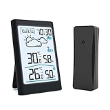 Wettervorhersage Windmesser,Multifunktions Hygrometer Messgerät Digitalanzeige Wetterthermometer für Drinnen Draußen