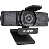 EKACOM Webcam mit Mikrofon, 1080P Full HD Streamcam mit 30fps Autofokus, USB Web Kamera mit Abdeckung für PC Videochat/Online Klasse/Aufnahme, kompatibel mit Windows/Mac/Microsoft, Skype/YouTube/Zoom