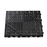 XTGDIEM DIY Modulare Garagen-Bodenfliesen, 40 X 40 X 2 cm, Spleiß-Bodenentwässerungsfliesen for Deck, Terrasse, Garage, Balkon, Badezimmer, Nassbereich(Black,40x40x2CM-10piece)
