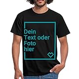 Spreadshirt Personalisierbares T-Shirt Selbst Gestalten mit Foto und Text Wunschmotiv Männer T-Shirt, L, Schwarz