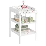 Bellabino Wickeltisch Bani, Baby Wickelregal weiß, Wickelkommode mit großer Wickelfläche und viel Stauraum, Maße: H 94 cm, T 57cm, B 72