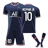 WYIILIN Fußball-T-Shirt 2021 Home No. 10 Neymar JR Blue Jersey Kinder-Fußball-Trainings-Trikot-Set mit Socken Fußball-Trikot für Erwachsene 16