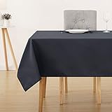 Deconovo Tischdecke Wasserabweisend Tischwäsche Tischtücher, 130x160 cm, Dunkelgrau, 1 Stück