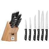 WMF Messerblock mit Messerset 7-teilig, Küchenmesser Set mit Messerhalter, 6 scharfe Messer, Bambus-Block, Spezialklingenstahl
