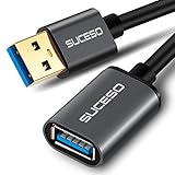 SUCESO USB 3.0 Verlängerung Kabel 3M Kabel Verlängerungskabel USB 3.0 A Stecker auf A Buchse 5Gbps für Kartenlesegerät,Tastatur,USB-Stick, Externe Festplatte, USB Hub, Drucker,Scanner,Kamera usw