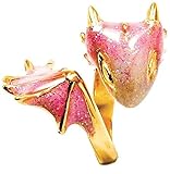 BXMDER Gold Topaz Dragon Ring Lucky Finger Pet,Starry Dragon Ring Lucky Finger Pet Dragon Ring Adjustable Dragon Ring for Women (Pink)
