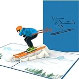papercrush® Pop-Up Karte Skifahrer - Lustige Winter Geburtstagskarte oder Gutscheinkarte für Skifahren, Gutschein für Skiurlaub oder Skischuhe - Handgemachte Ski Geschenkkarte mit Umschlag