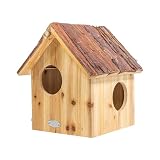 mgc24 Eichhörnchenhaus - Eichhörnchenkobel, Eichhörnchen Nistkasten zum Aufhängen für Garten und Balkon, aus Holz wetterfest, Naturoptik mit Rindendach, 25,2 x 26 x 29