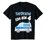 Kinder Tatütata Polizeiauto T-Shirt 4. Geburtstag Polizist