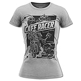 Cafe Racer Old School Riders Tribute Women's T-Shirt White | S-2XL | Made in The EU | Motorcycle Fan Art for Girls, 2XL, Heather-Grey