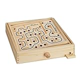 Relaxdays 10023502, Natur Holz Labyrinth Spiel, mit 2 Kugeln, Geschicklichkeitsspiel, Balancespiel, ab 3 Jahren, Brettspiel XL