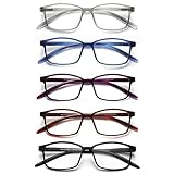 SKYWAY Feder Scharnier (5 Pack) Lesebrillen Sehhilfe Augenoptik Brille Lesehilfe für Damen Herren (1.0x Dioptrien)