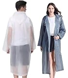 GUKOY 2 Stück Regenponcho Regenmantel Herren Damen Wasserdicht, Eva Regenbekleidung Regencape Regenjacke Regen Zubehör für Wandern Radfahren Camping und Reisen (Weiß+Grau)