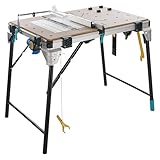 wolfcraft Master Cut 2600 I 6918000 I multifunktionaler mobiler Maschinentisch I Maschinenplatte kompatibel mit vielen Maschinen I in geklapptem Zustand platzsparend und freistehend zu lag