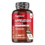 Apfelessig Kapseln - 1860mg Apfelwein Essig Komplex aus Muttersaft & Lactobacillus Gasseri, Kurkuma, Ingwer & Cayennepfeffer - 180 Kapseln für 2 Monate - Apple Cider Vinegar - WeightW