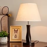 Zi Yang Tischlampe Vintage Holz Tischleuchte Stoffschirm Amerikanischen Nachttischlampe Nachtlicht E27 Fassung Schreibtischlampe für Schlafzimmer Wohnzimmer Dekorative Max 40W 30 * 47CM,C