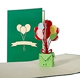 Geburtstagskarte 3D Motiv Geburtstagsballons, Pop Up, Gutschein, Glückwunschkarte, Grußkarte, Geschenkkarte, Einladung Kindergeburtstag, lustig, klassisch, hochwertig, edel, modern G15