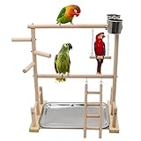 MUALROUS Papageien-Vogel-Spielplatz Barsch Vogel-Spielständer Papageien-Spielständer Naturholz-Vogel-Übungs-Spielgerät für Papageien Nymphensittiche Wellensittiche