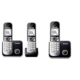 Panasonic KX-TG6812GB DECT Schnurlostelefon Duo ohne Anrufbeantworter (strahlungsarm, Eco-Modus, Gap Telefon, Festnetz, Anrufsperre) schwarz & KX-TG6811GB DECT Schnurlostelefon schwarz