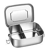 Miiepls Brotdose Edelstahl mit 2 Fächern, Lunchbox Auslaufsicher 800ml, Brotzeitdose mit Trennwänd, Brotdosen Metall Umweltfreundlich & BPA-frei für Erwachsene &