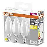 OSRAM Star Filament-Lampe für E14-Sockel, mattes Glas ,Warmweiß (2700K), 806 Lumen, Ersatz für herkömmliche 60W-Leuchtmittel, nicht dimmbar, 3-er Pack