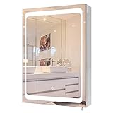 Spiegelschrank mit Badspiegel Eintüriger Badschrank mit LED Beleuchtung Badezimmerschrank aus Edelstahl Badezimmerspiegel mit Touch-Sensor Schalter 72x50x13cm