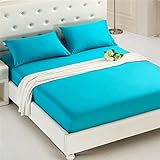 Cozomiz Spannbettlaken mit 2 Passenden Kissenbezug Bettlaken mit Einem Gummizug Spannbetttuch Matratzenhöhe max. 20 cm 120x200x20cm Himmelblau