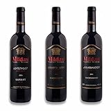 MILDIANI Weinpaket – drei erstklassige Weine: Saperavi trockener Rotwein, Alazani Valley lieblicher Rotwein, Kindzmarauli lieblicher Rotwein aus Georgien (3 x 0.75 l)