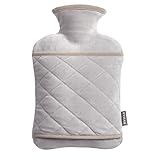 BYXAS Wärmflasche mit Hand Tasche Cover-2.0L BPA frei PVC Wasser Tasche, geruchlos Superior Material, ideal für Schmerzlinderung, grau