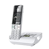 Gigaset Family A - Schnurloses DECT-Telefon mit Anrufbeantworter - Elegantes Design - top Audioqualität mit Freisprechfunktion - Komfort Anrufschutz - Adressbuch mit 200 Kontakten, weiß