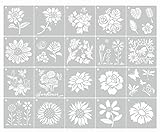 20 Stück Blumenschablonen Sonnenblumenschablone Rose Schablone Vorlagen Schmetterling Bienen Blatt Zeichenvorlage Wiederverwendbare Malschablone zum Malen auf Holz Wand Dekor von RuiChy