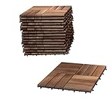 SAM Terrassen-Fliesen 05, Akazien-Holz, 18er Spar-Set, 30x30cm, Klickfliese, Bodenbelag mit Drainage