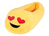 Alsino Emoji Kuschel Hausschuhe Emoticon Plüsch Smiley Schuhe Puschen rutschfest, Variante wählen:Verliebt;Größe wählen:32-34