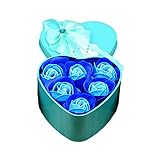 HUALONG Künstliche Rosenseifenblume Geschenkbox, Gefälschte Blumen-Geschenkbox, Romantisches Geschenk für sie am Muttertag, Jahrestag, Geständnis, Valentinstag (Blau, One Size)