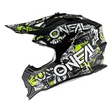 O'NEAL | Motocross-Helm | Kinder | MX Enduro | ABS-Schale, Sicherheitsnorm ECE 22.05, Lüftungsöffnungen für optimale Belüftung & Kühlung | 2SRS Helmet Attack Youth | Schwarz Neon-Gelb | Größe M
