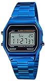 Business Uhr Herren Luxus Uhren 30M wasserdichte Edelstahl Sportuhr Digital Armbanduhren (Blau)