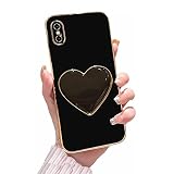 Rnrieyta Miagon 3D Herz Ständer Hülle für iPhone X/XS,Cute Mädchen Dünn Galvanisierte Schutzhülle Weiches Case Bumper mit 3D Halter Kick