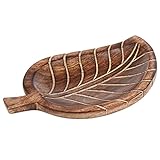 MARRAKESCH Ovale Holzschale Schale aus Holz Mbaye 25cm groß Braun | Dekoschale Servierplatte Platte asiatisch handgefertigt | Holztablett Räucherstäbchen Halterung als Raucher Zubehör & Tisch-Deko
