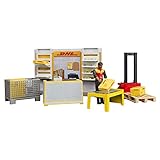 bruder 62251 - Bworld DHL Paketshop inklusive DHL-Mitarbeiter - 1:16 Spielzeug, Zubehör, Post Filiale, Postbote, Paketdienst, Logistik, Versand , Spiel S
