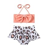 Sunfashion Bikinihosen für Damen Halter Bikini Kinder Mädchen Strap Halfter Leopard Gestreifter Druck Zweiteiler Bikini Set Badeanzug Badeanzug Beachwear Badebekleidung Mädchen 152 (Orange, 6 Months)