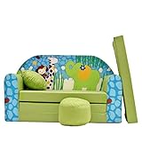 Kinder Sofa Couch Baby Schlafsofa Kinderzimmer Bett gemütlich verschidene Farben und motiven (Z16 grün Afrika)
