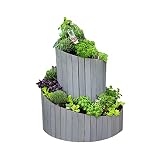 UNUS Garden Kräuterspirale aus Holz, runder Kräutergarten für Terrasse und Garten, Durchmesser ca. 120 cm, Höhe 25cm-100cm, Länge 4m, Kräuterschnecke in G