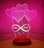 Sentidos Personalisierte Rosen-Leuchte mit Namensgravur | LED-Herz mit Namen und Farb-Lichtern als Geschenk-Idee | LED-Lampe mit Gravur | Deko Wohnzimmer | 6 Farben