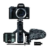 Canon EOS M50 Mark IIAmazon Streaming Kit Kamera+Objektiv EF-M15-45mm F3.5-5.6 IS STM+Stereo Mikrofon+Griffstativ+AtomosConnect 4K VideoStream(24,1MP,Touch LCD, Bluetooth)schwarz [Exklusiv bei Amazon]