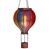 LED Solar Heißluftballon mit Flammeneffekt Beleuchtung | Lampion mit 20 warm-weißen Lichter | Gartenlaterne zum hängen | inkl. Metallkette | Gesamthöhe ca. 40,5 cm (Regenbogen)