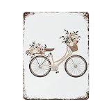 graman Retro-Blechschild mit Blumenmotiv, Fahrrad-Wanddekoration, Motiv: Roll with It