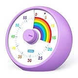 Visueller Timer für Kinder, 60-Minuten Countdown Timer für Klassenzimmer Büro Küche, Schreibtisch Timer Kinder Zeitmanagement Tools mit leisem Betrieb, Pomodoro Timer Regenbogenmuster (Lila)