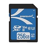 SABRENT SD Karte 256GB V60, SDXC Card UHS II, SD Speicherkarte Class 10, U3, R270MB/s W170MB/s Full HD Ultra 8K für professionelle Fotografen, Videofilmer, Vloggers (SD-TL60-256GB)
